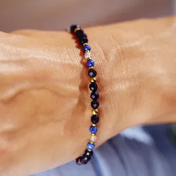 Noc Kairu, Lapis Lazuli, Labradoryt, Hematyt - srebrna pozłacana bransoletka na harmonia, uzdrowienie, spokój - Magiczna Noc