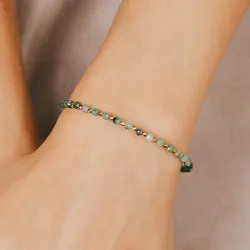 Szmaragd, Hematyt - srebrna pozłacana bransoletka na miłość, spokój, ochronę - Światło Spokoju