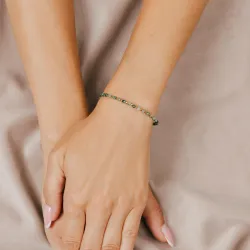 Szmaragd, Hematyt - srebrna pozłacana bransoletka na miłość, spokój, ochronę - Światło Spokoju