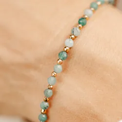 Szmaragd, Hematyt - srebrna pozłacana bransoletka na miłość, spokój, ochronę - Światło Spokoju