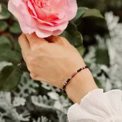 Turmalin, Rubin - srebrna bransoletka na ochronę, bogactwo, uzdrowienie - Wewnętrzna Ochrona