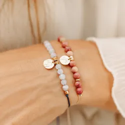 Rodonit, Hematyt - bransoletka na sznurku na uzdrawianie, miłość, siłę - Przyszła Mama