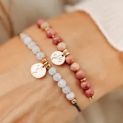 Rodonit, Hematyt - bransoletka na sznurku na uzdrawianie, miłość, siłę - Przyszła Mama