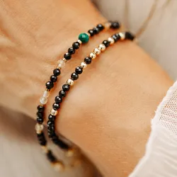 Spinel - srebrna pozłacana bransoletka na ochronę, bogactwo, koncentrację - Leonidy