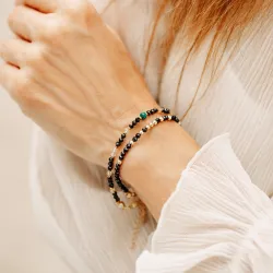 Spinel - srebrna pozłacana bransoletka na ochronę, bogactwo, koncentrację - Leonidy