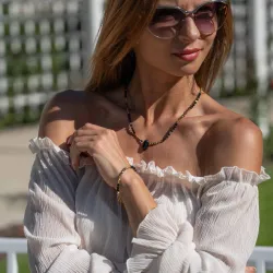 Komplet biżuterii srebro pozłacane bransoletka i naszyjnik - Ezoteryczna Elegancja