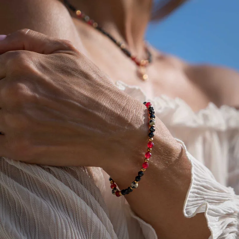 Spinel, Jaspis, Chalcedon, Hematyt - bransoletka na ochronę, bogactwo, koncentrację - Wewnętrzna Ochrona