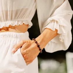 Kwarc Dymny, Turmalin, Hematyt - srebrna pozłacana bransoletka na siłę, uzdrawianie, kreatywność - Duchowe Przebudzenie