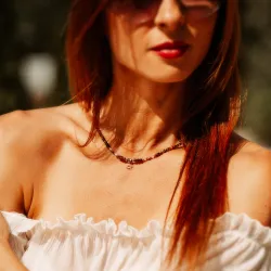 Cytryn, Tygrysie Oko, Hematyt - srebrny pozłacany naszyjnik na sukces, szczęście, bogactwo - Symfonia Bogactwa