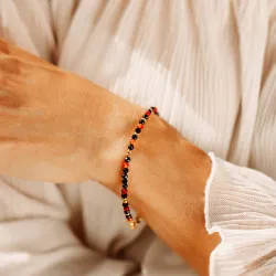 Karneol, Turmalin, Hematyt - srebrna pozłacana bransoletka na odwaga, pasja, energia - Wewnętrzna Ochrona