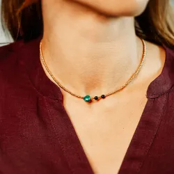 Malachit, Turmalin, Hematyt - naszyjnik na odwagę, siłę, spokój - Solaris