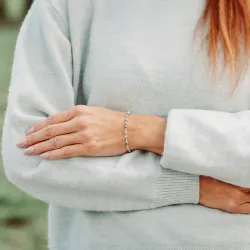 Chryzokola, Turkus, Cytryn - srebrna pozłacana bransoletka na ochronę, spokój, kreatywność - Światło Spokoju