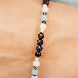 Turmalin, Awenturyn, Agat - srebrna pozłacana bransoletka na ochronę, bogactwo, uzdrowienie - Wewnętrzna Ochrona