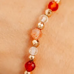 Kamień Słoneczny, Karneol, Cytryn - srebrna pozłacana bransoletka na radość, szczęście, sukces - Oaza Szczęścia