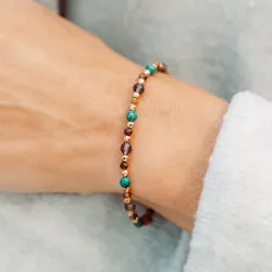 Malachit, Kwarc Dymny, Tygrysie oko - bransoletka na odwagę, siłę, spokój - Światło Spokoju