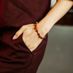 Turmalin, Agat, Karneol - srebrna pozłacana bransoletka na ochrona, bogactwo, uzdrowienie - Wewnętrzna Ochrona