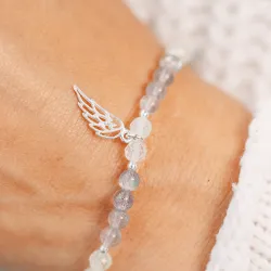 Prehnit, Labradoryt - srebrna bransoletka na intuicję, uzdrowienie, ochronę - Duchowe Przebudzenie