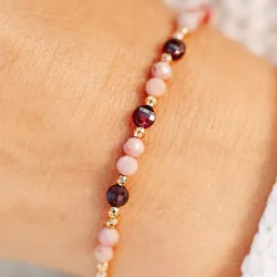 Granat, Rodochrozyt, Hematyt - srebrna pozłacana bransoletka na miłość, duchowość, odwagę - Pocałunek Miłości Granat, Rodochrozyt, Hematyt - srebrna pozłacana bransoletka na miłość, duchowość, odwagę - Pocałunek Miłości