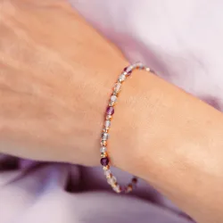 Ametyst, Labradoryt, Fluoryt - bransoletka na koncentrację, miłość, sukces - Energia Sukcesu