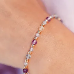 Ametyst, Labradoryt, Fluoryt - srebrna pozłacana bransoletka na koncentrację, miłość, sukces - Energia Sukcesu