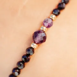Ametyst, Spinel, Hematyt - bransoletka na sznurku na koncentrację, miłość, sukces - Energia Sukcesu