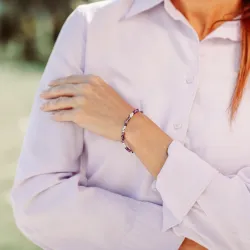 Ametyst, Kamień Księżycowy - srebrna bransoletka na koncentrację, miłość, sukces - Energia Sukcesu