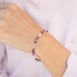 Ametyst, Kamień Księżycowy - srebrna bransoletka na koncentrację, miłość, sukces - Energia Sukcesu