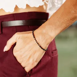 Spinel - srebrna pozłacana bransoletka na ochronę, bogactwo, koncentrację - Wewnętrzna Ochrona