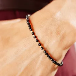 Spinel - srebrna pozłacana bransoletka na ochronę, bogactwo, koncentrację - Wewnętrzna Ochrona