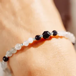 Noc Kairu, Labradoryt, Chalcedon - srebrna bransoletka na zdrowie, duchowość, uzdrawianie - Magiczna Noc