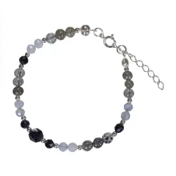 Noc Kairu, Labradoryt, Chalcedon - srebrna bransoletka na zdrowie, duchowość, uzdrowienie - Magiczna Noc