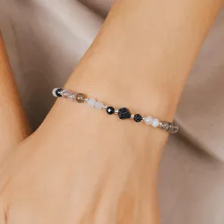 Noc Kairu, Labradoryt, Chalcedon - srebrna bransoletka na zdrowie, duchowość, uzdrowienie - Magiczna Noc