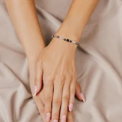 Noc Kairu, Labradoryt, Chalcedon - srebrna bransoletka na zdrowie, duchowość, uzdrowienie - Magiczna Noc