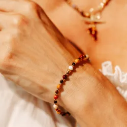 Komplet biżuterii srebro pozłacane bransoletka i naszyjnik - Symfonia Bogactwa