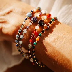 Ametyst, Labradoryt, Kamień Księżycowy - bransoletka na koncentrację, miłość, sukces - Powietrze