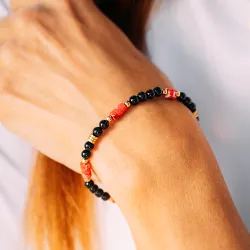 Turmalin, Jaspis, Hematyt - srebrna pozłacane bransoletka na ochronę, bogactwo, uzdrowienie - Wewnętrzna Ochrona