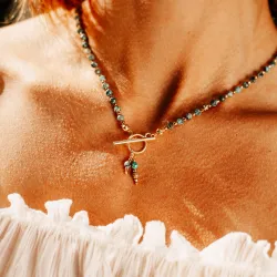 Turkus, Hematyt - srebrny pozłacany naszyjnik na ochronę, bogactwo, uzdrowienie - Skarby Oceanu