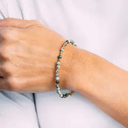 Turkus, Hematyt - srebrna pozłacana bransoletka na ochronę, bogactwo, uzdrawianie - Skarby Oceanu