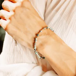 Turkus, Hematyt - srebrna pozłacana bransoletka na ochronę, bogactwo, uzdrowienie - Skarby Oceanu