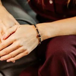 Granat, Turmalin, Hematyt - srebrna pozłacana bransoletka na zdrowie, miłość, kreatywność - Pocałunek Miłości