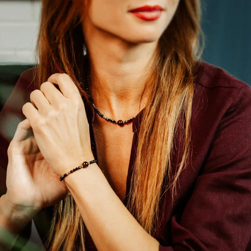 Komplet biżuterii srebro pozłacane bransoletka i naszyjnik - Pocałunek Miłości