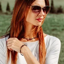 Komplet biżuterii srebro pozłacane bransoletka i naszyjnik - Miłość - Pocałunek Serca