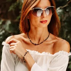 Komplet biżuterii srebro pozłacane bransoletka i naszyjnik - Miłość - Pocałunek Serca