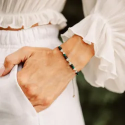 Malachit, Lawa Wulkaniczna, Prehnit - bransoletka na sznurku na odwagę, siłę, spokój - Światło Spokoju