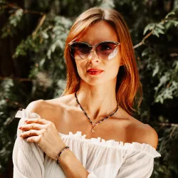 Komplet biżuterii srebro pozłacane bransoletka i naszyjnik - Plejady