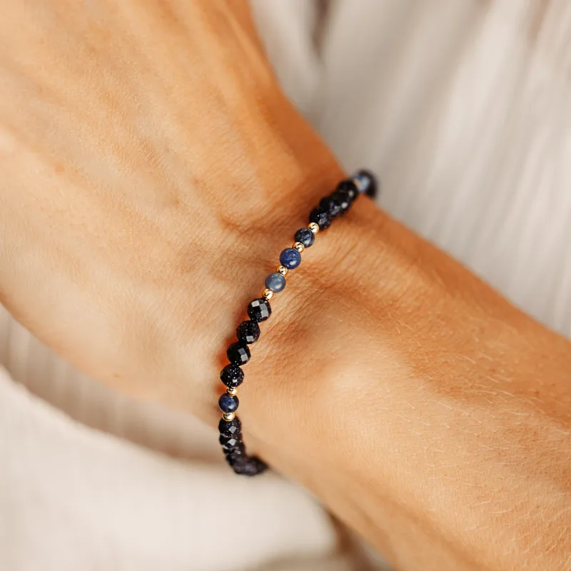 Noc Kairu, Sodalit - srebrna pozłacana bransoletka na harmonia, uzdrowienie, spokój - Leonidy