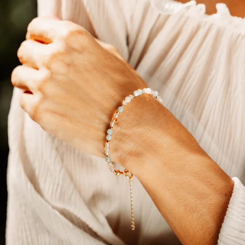 Awenturyn, Cytryn - srebrna pozłacana bransoletka na szczęście, bogactwo, sukces - Oaza Szczęścia