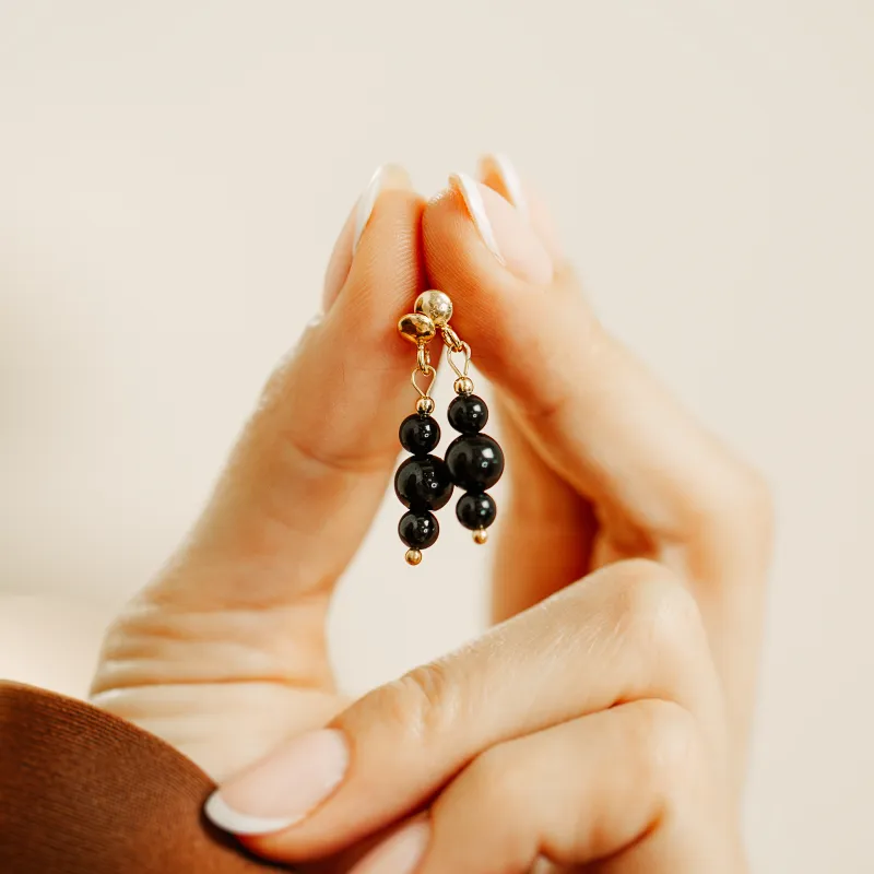 Turmalin - srebrne pozłacane kolczyki na ochronę, bogactwo, uzdrawianie - Wewnętrzna Ochrona