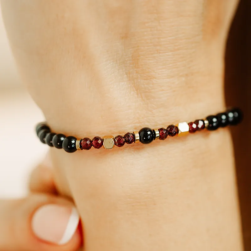Onyks, Granat, Hematyt - bransoletka na koncentrację, miłość, sukces - Ona i On