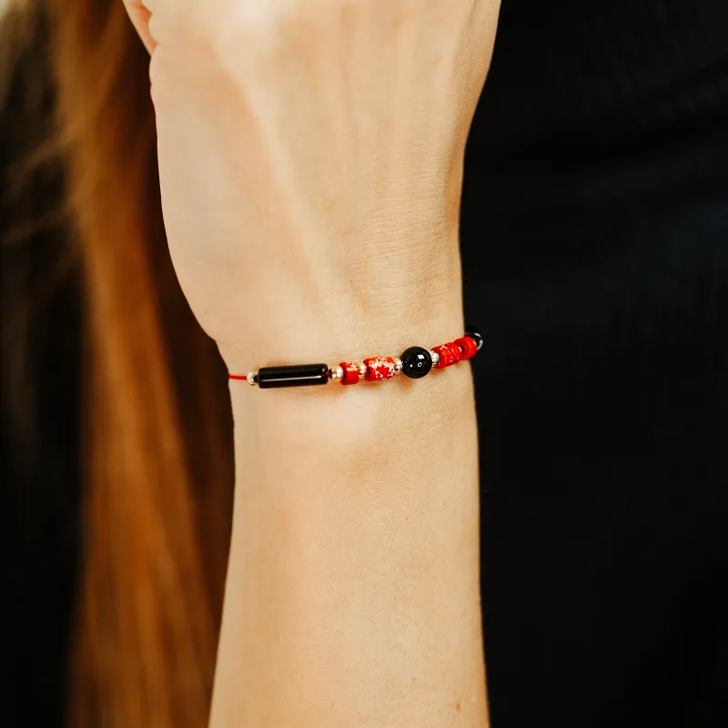 Onyks, Jaspis - bransoletka na sznurku na spokój, harmonię, odwagę - Refleksja Zdrowia